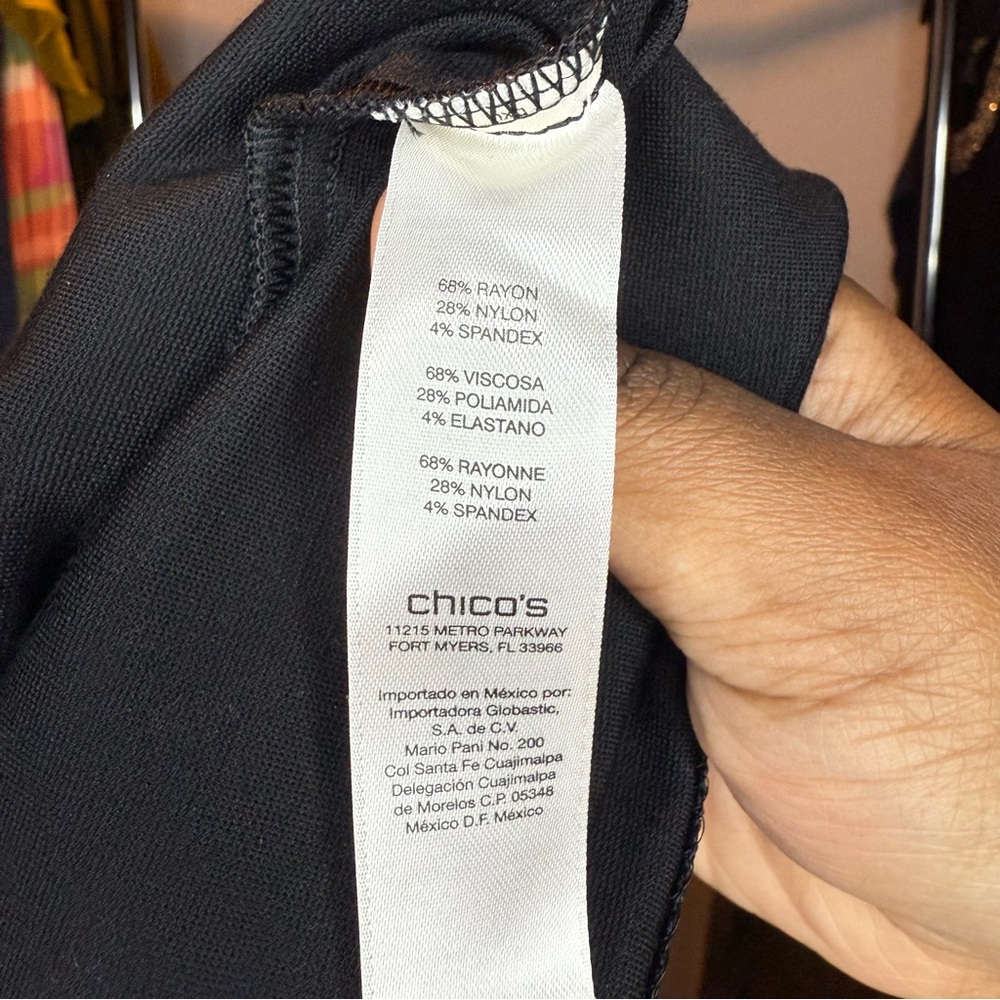 Chico's size 3 Black Cold Shoulder Ponte Shift Dress with back Zipper - Picture 4 of 8